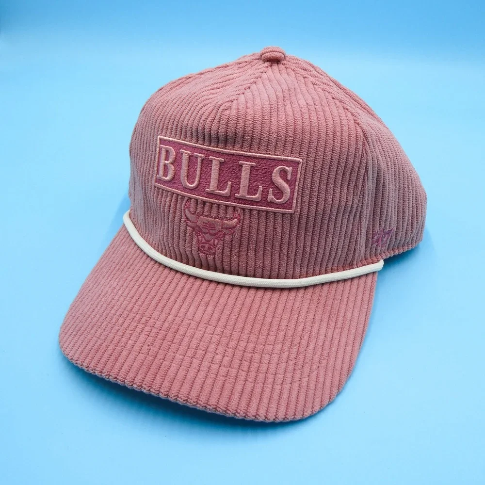 '47 Brand Chicago Bulls Hat Womens One Size Hitch Corduroy Pink NBA Snapback Cap